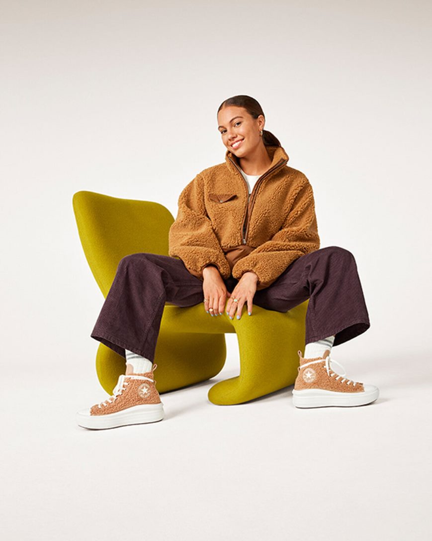 Converse Chuck Taylor All Star Move Sherpa Høye Platform Sko Dame Brune | 194ATUDIE