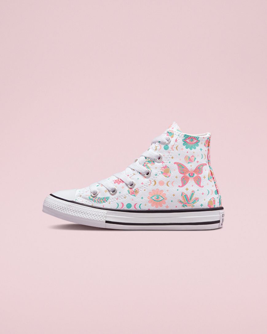 Converse Chuck Taylor All Star Mystic Gems Høye Sko Jente Hvite Rosa Korall | 247HTVULG