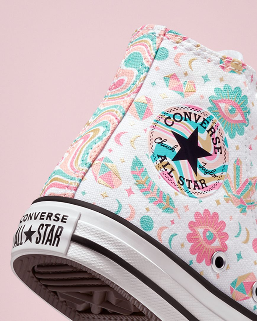 Converse Chuck Taylor All Star Mystic Gems Høye Sko Jente Hvite Rosa Korall | 247HTVULG