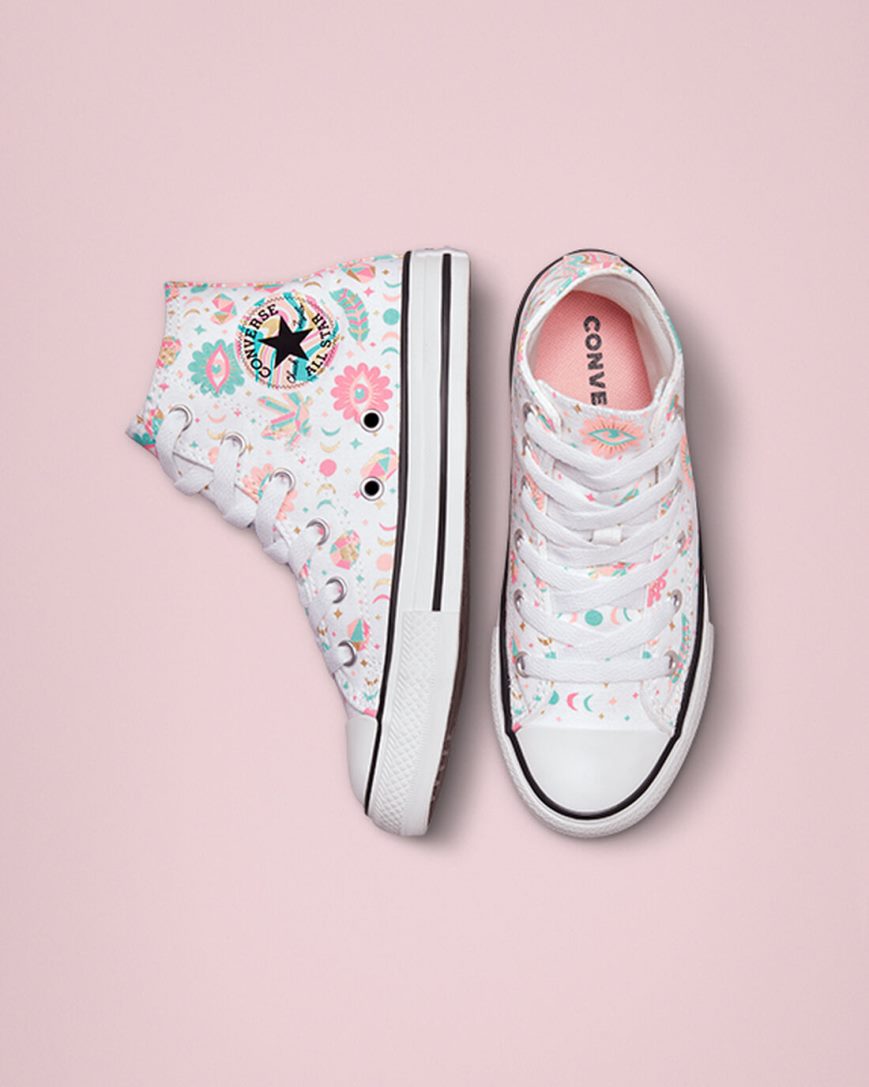 Converse Chuck Taylor All Star Mystic Gems Høye Sko Jente Hvite Rosa Korall | 247HTVULG