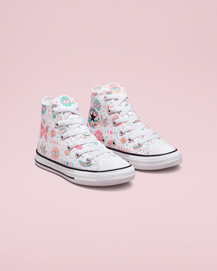 Converse Chuck Taylor All Star Mystic Gems Høye Sko Jente Hvite Rosa Korall | 247HTVULG
