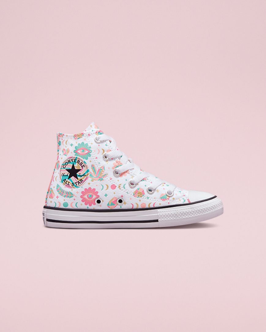 Converse Chuck Taylor All Star Mystic Gems Høye Sko Jente Hvite Rosa Korall | 247HTVULG