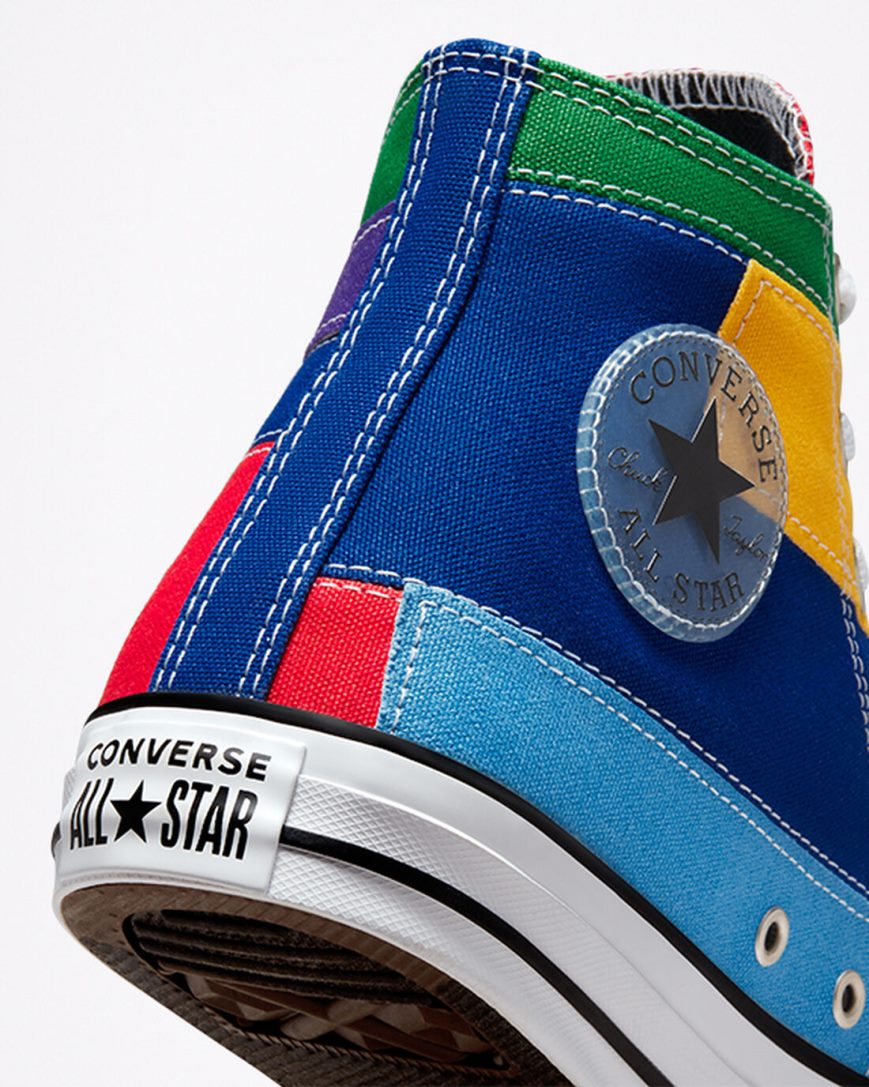 Converse Chuck Taylor All Star Patchwork Høye Sko Dame Rød Blå | 915WOSGLU
