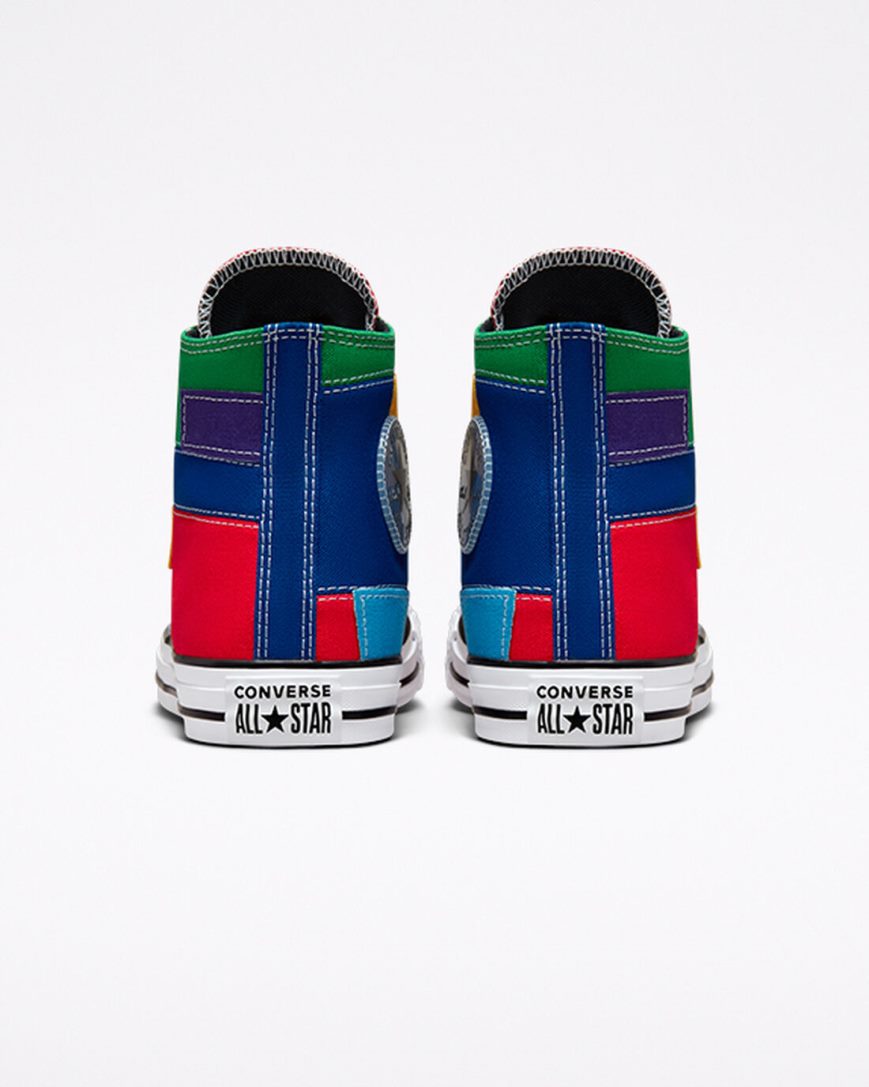 Converse Chuck Taylor All Star Patchwork Høye Sko Dame Rød Blå | 915WOSGLU