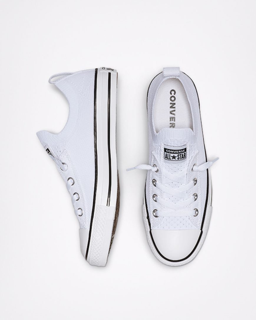 Converse Chuck Taylor All Star Shoreline Knit Slip Lave Sko Dame Hvite Svarte Hvite | 174ZEAKUW