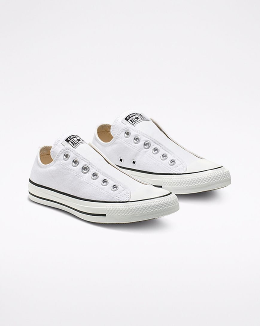 Converse Chuck Taylor All Star Slip On Sko Dame Hvite Svarte Hvite | 904XCSBZD