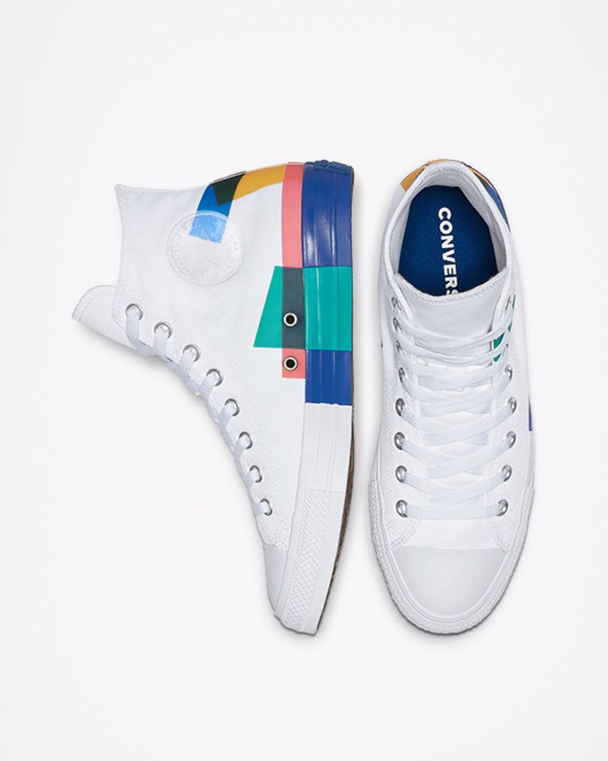 Converse Chuck Taylor All Star Space Racer Høye Høye Sko Herre Hvite Blå Rød | 158TMFEQC