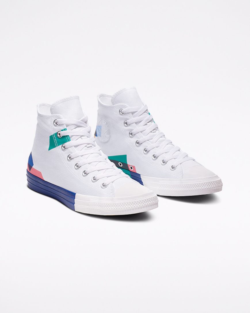 Converse Chuck Taylor All Star Space Racer Høye Høye Sko Herre Hvite Blå Rød | 158TMFEQC