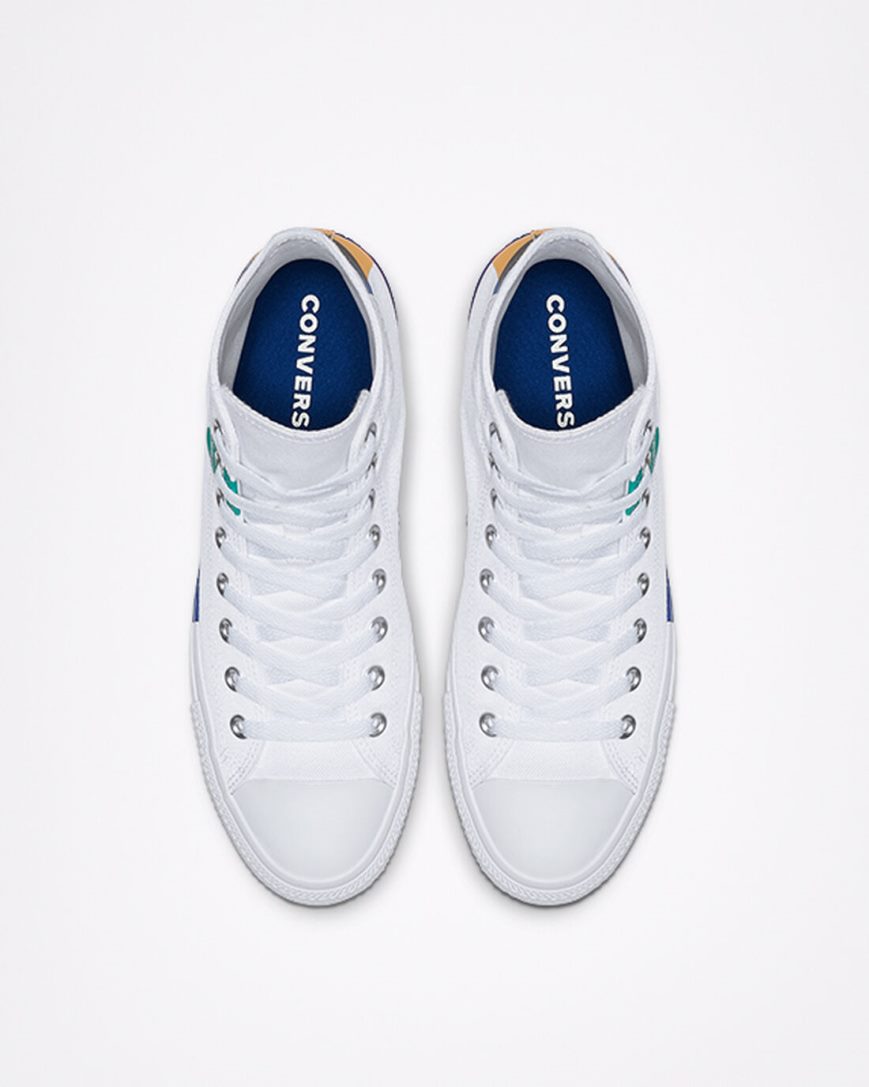 Converse Chuck Taylor All Star Space Racer Høye Høye Sko Herre Hvite Blå Rød | 158TMFEQC