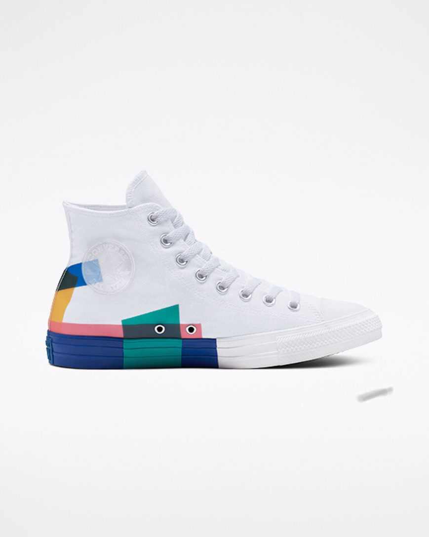 Converse Chuck Taylor All Star Space Racer Høye Høye Sko Herre Hvite Blå Rød | 158TMFEQC