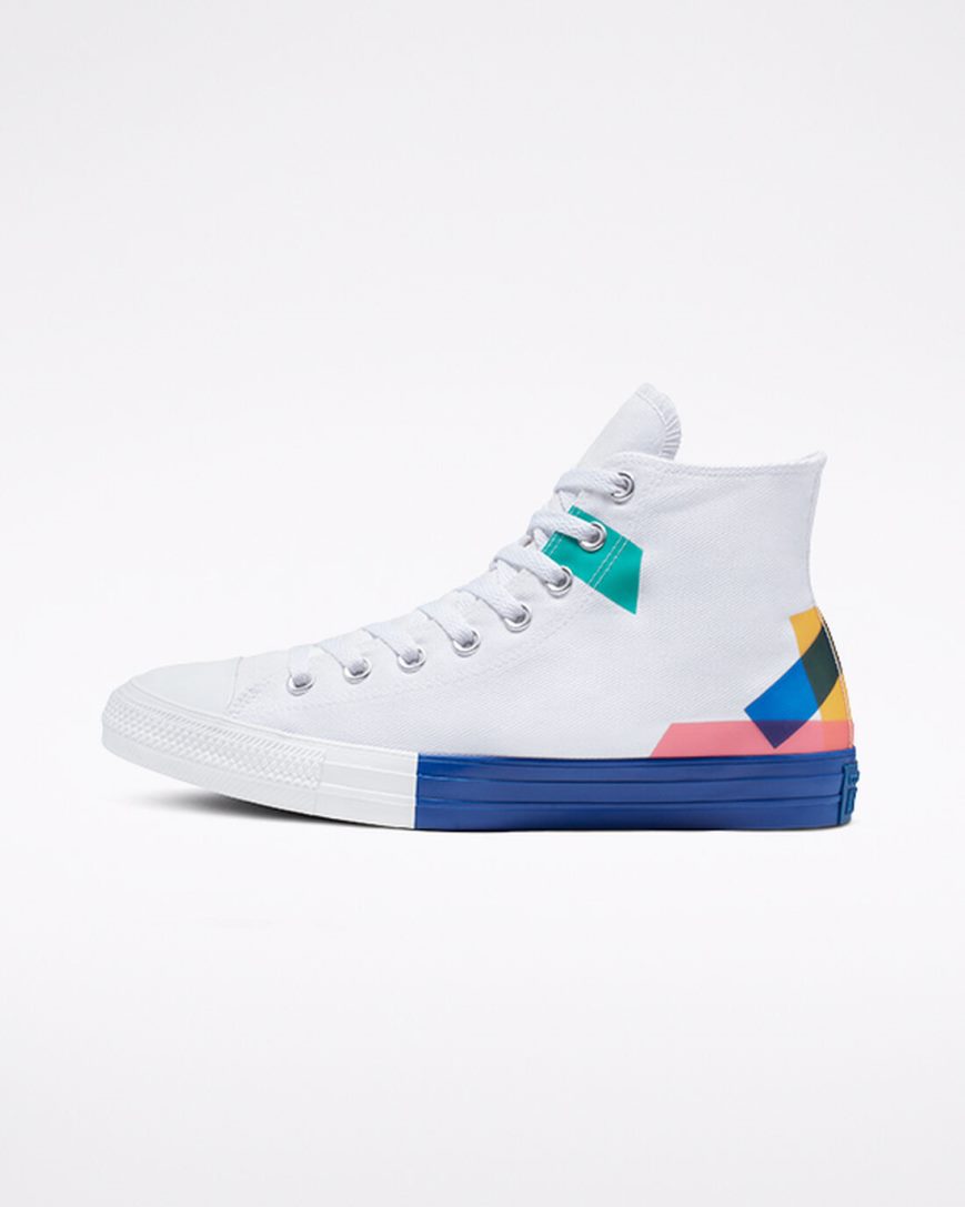 Converse Chuck Taylor All Star Space Racer Høye Høye Sko Dame Hvite Blå Rød | 810TSKQFX