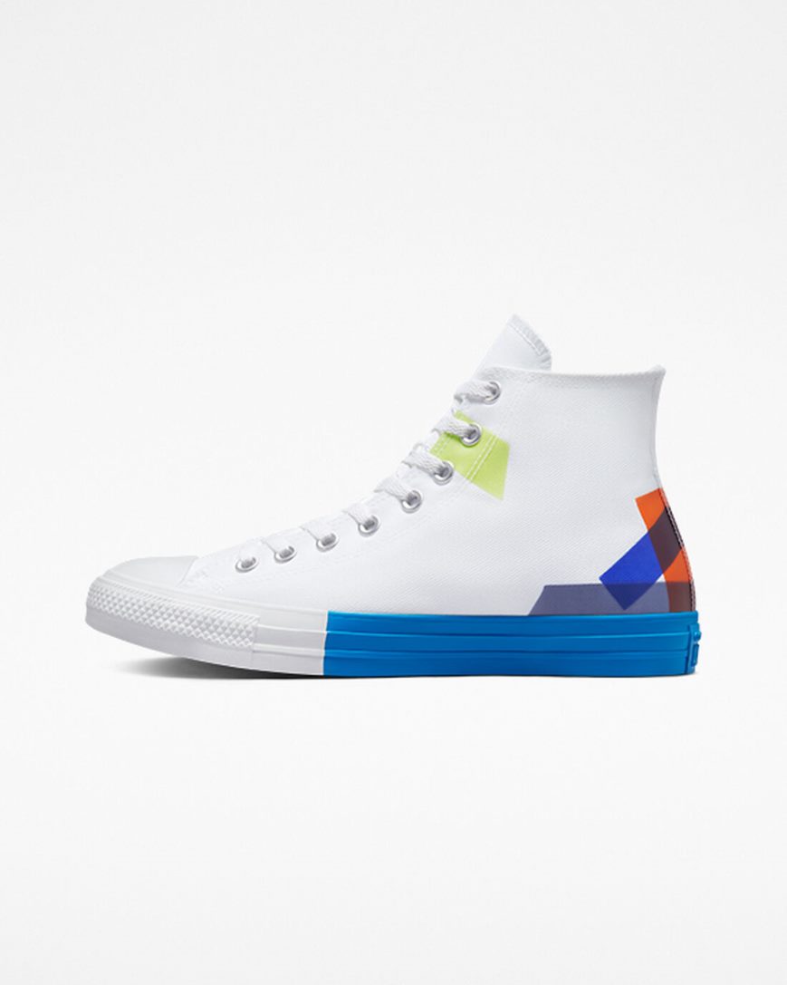 Converse Chuck Taylor All Star Space Racer Høye Sko Herre Hvite Blå Hvite | 873HUSBLT