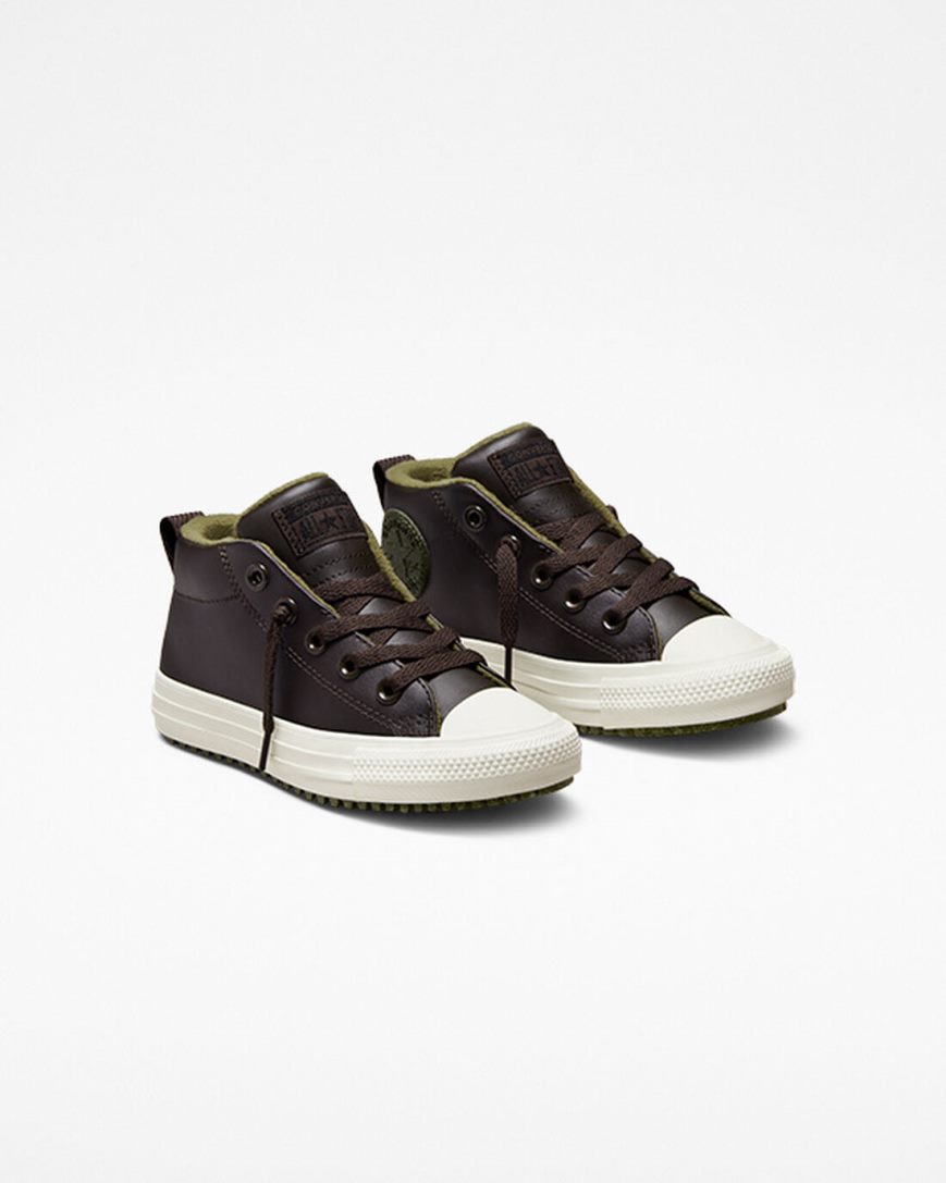 Converse Chuck Taylor All Star Street Boot Lær Høye Sko Gutt Brune | 925JYGMVS