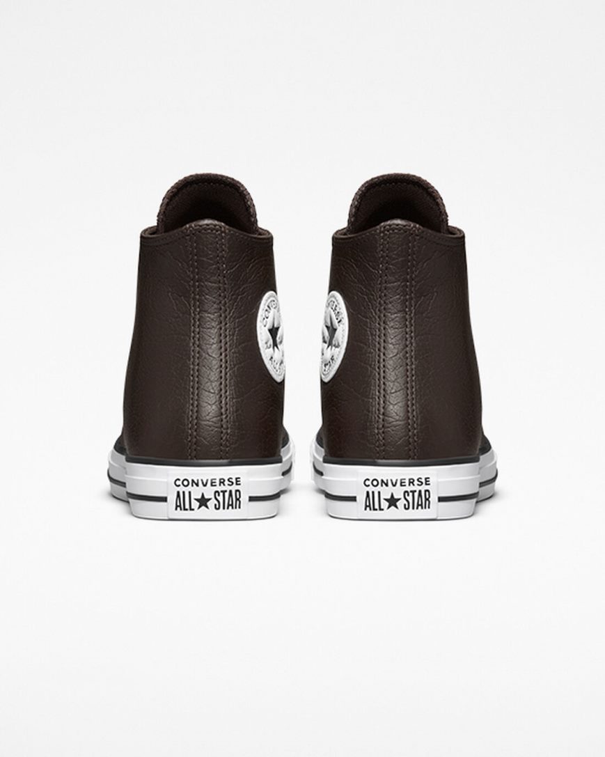 Converse Chuck Taylor All Star Tumbled Lær Høye Sko Herre Brune Hvite Svarte | 137WVGIZH