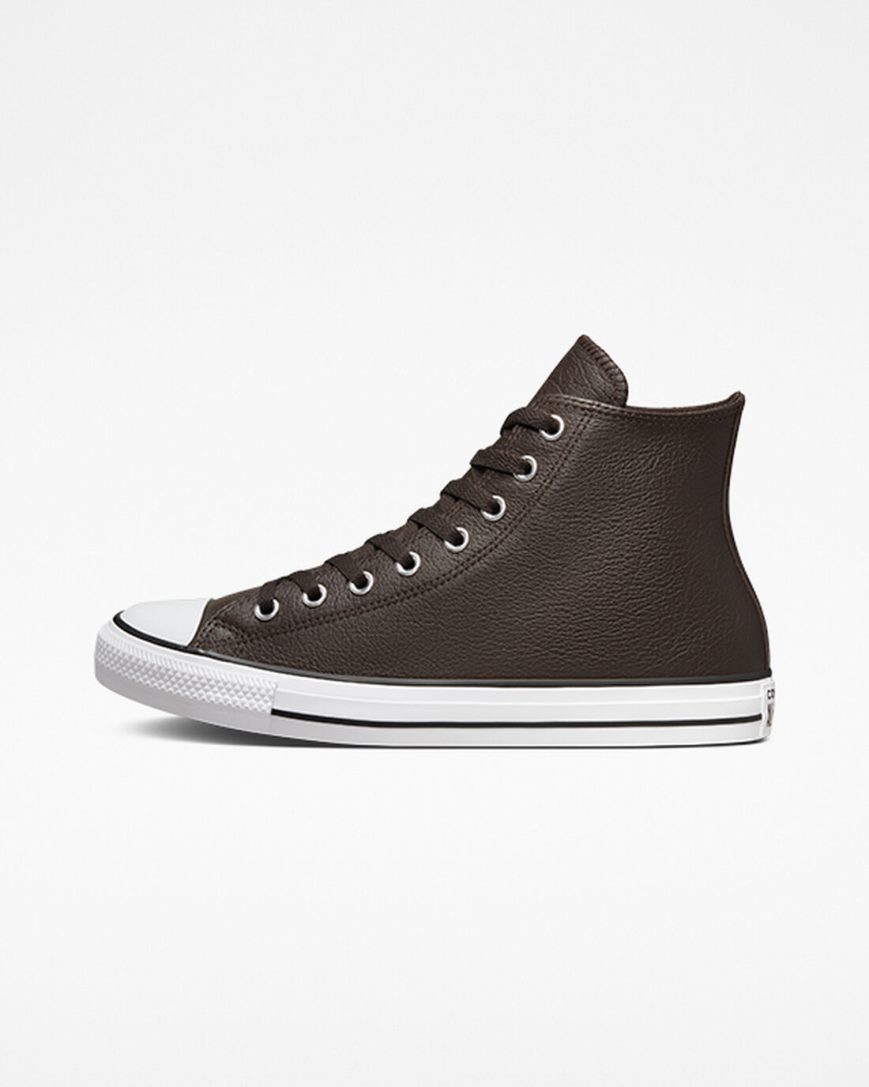 Converse Chuck Taylor All Star Tumbled Lær Høye Sko Dame Brune Hvite Svarte | 152CQLEKR