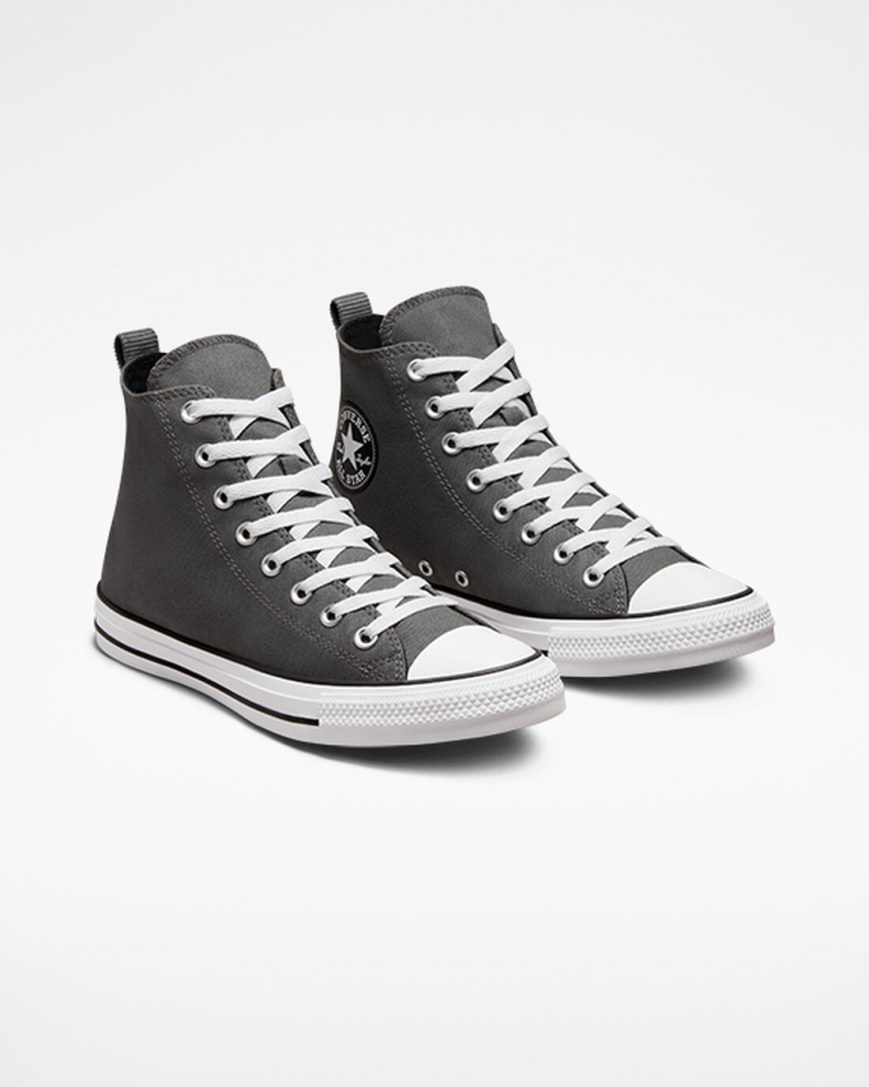 Converse Chuck Taylor All Star Woven Twill Høye Sko Dame Grå Svarte | 716JEUZNY