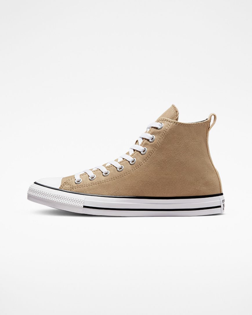 Converse Chuck Taylor All Star Woven Twill Høye Sko Dame Khaki Svarte | 897FGTCAR