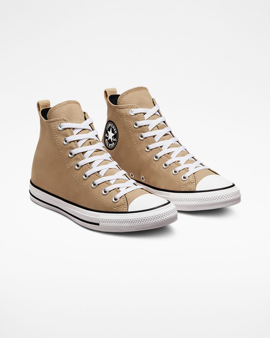 Converse Chuck Taylor All Star Woven Twill Høye Sko Dame Khaki Svarte | 897FGTCAR