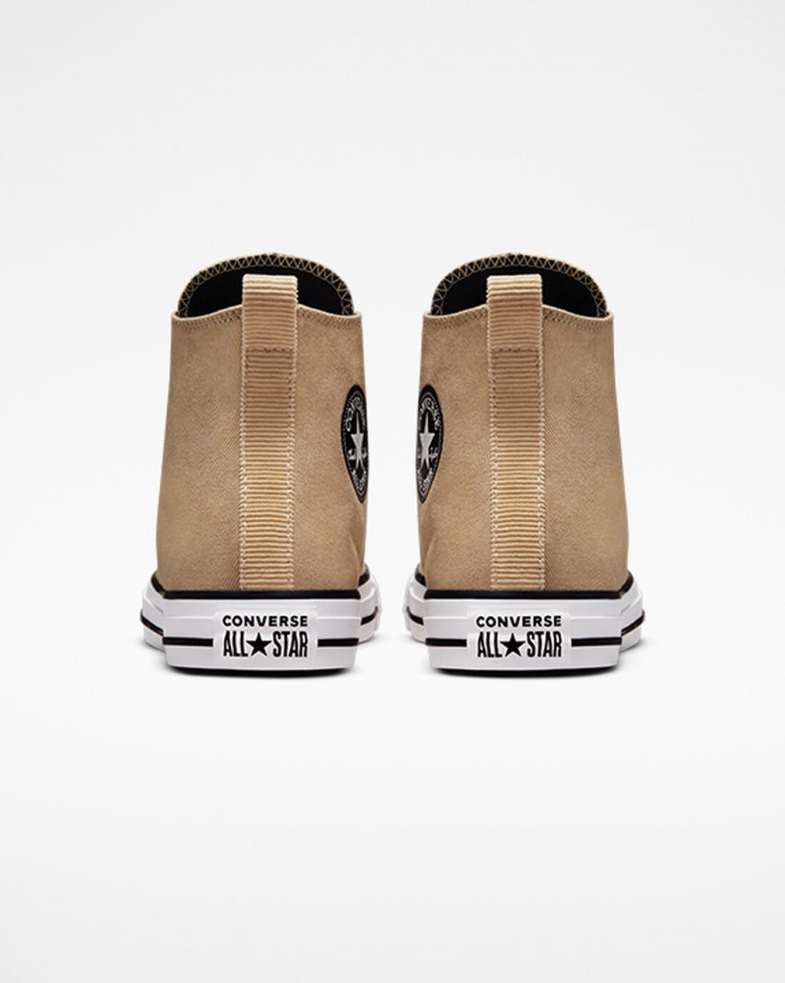 Converse Chuck Taylor All Star Woven Twill Høye Sko Dame Khaki Svarte | 897FGTCAR