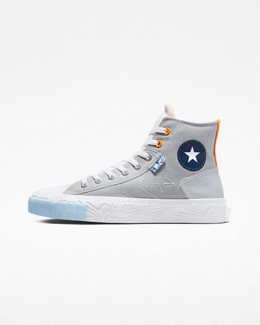 Converse Chuck Taylor Alt Star Reflective Shine Høye Sko Dame Grå Hvite Oransje | 082JLMEQO