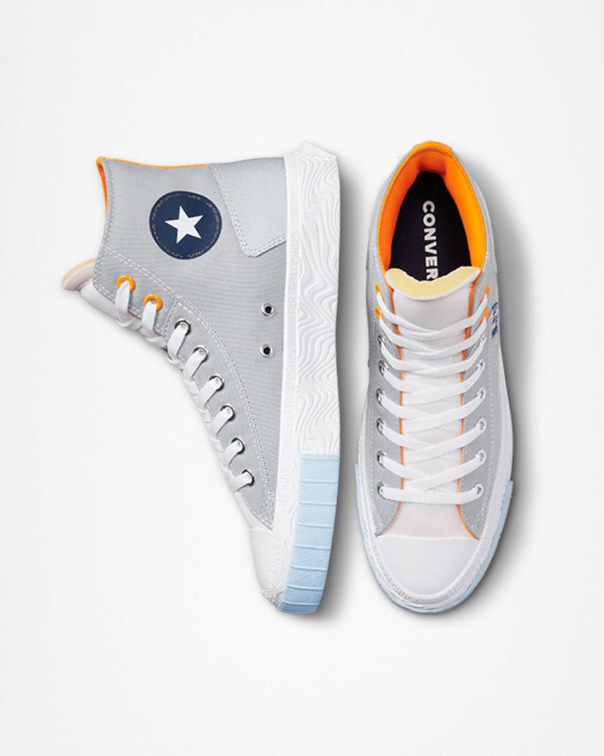 Converse Chuck Taylor Alt Star Reflective Shine Høye Sko Dame Grå Hvite Oransje | 082JLMEQO