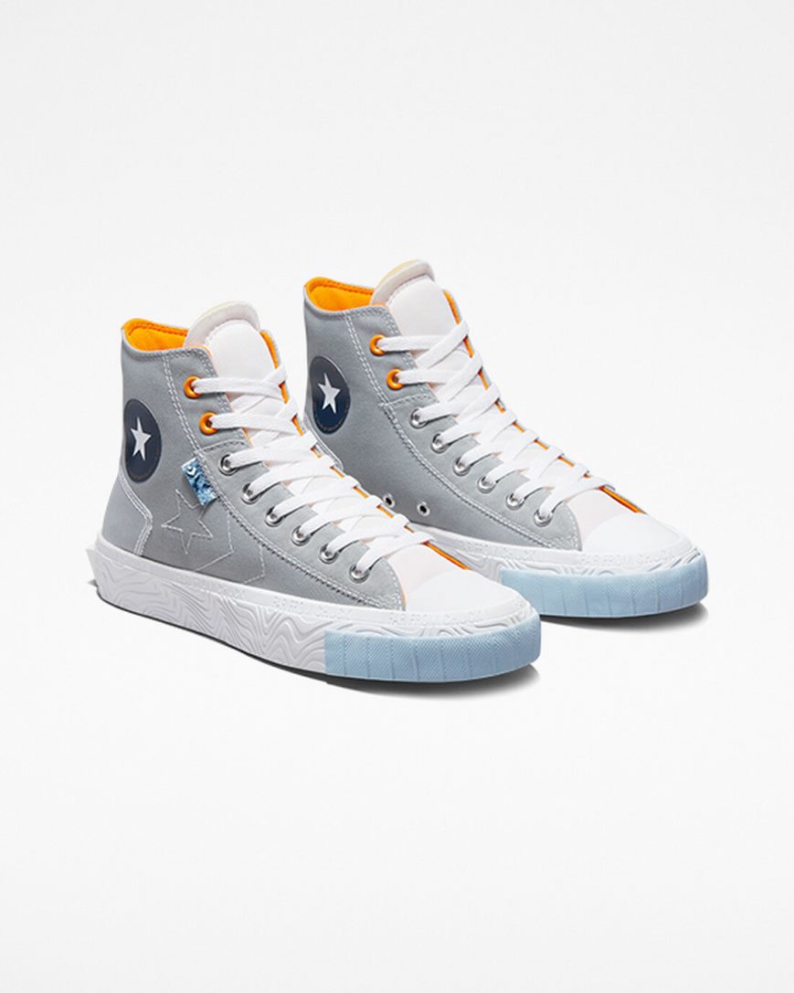 Converse Chuck Taylor Alt Star Reflective Shine Høye Sko Dame Grå Hvite Oransje | 082JLMEQO