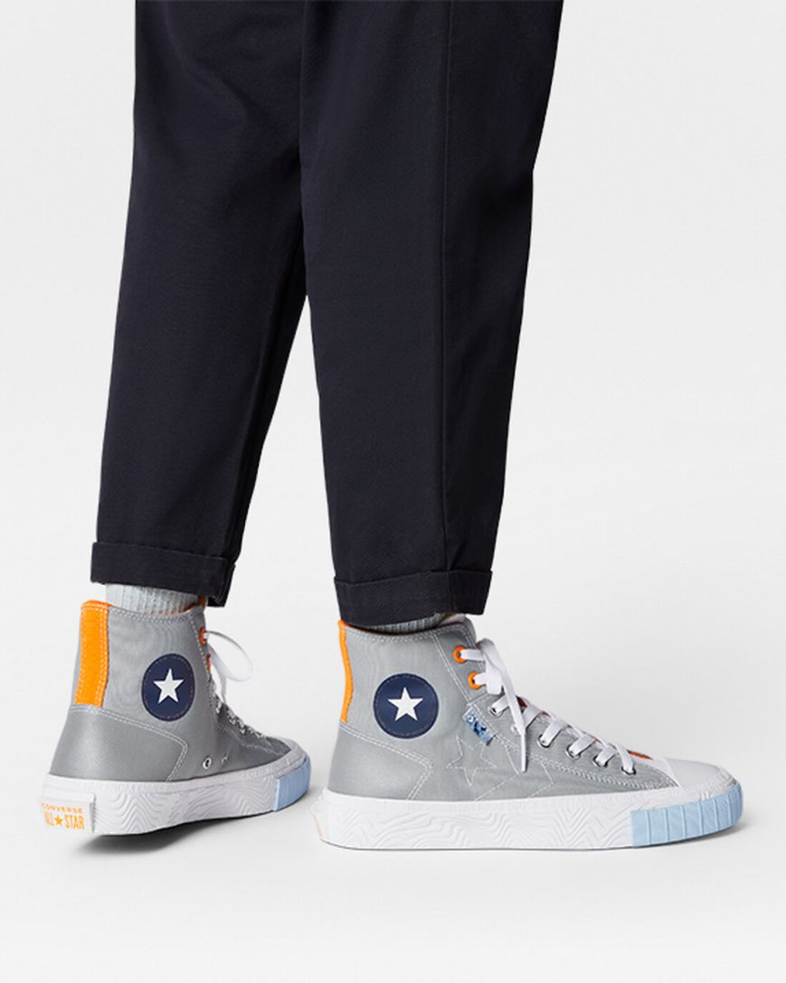 Converse Chuck Taylor Alt Star Reflective Shine Høye Sko Dame Grå Hvite Oransje | 082JLMEQO