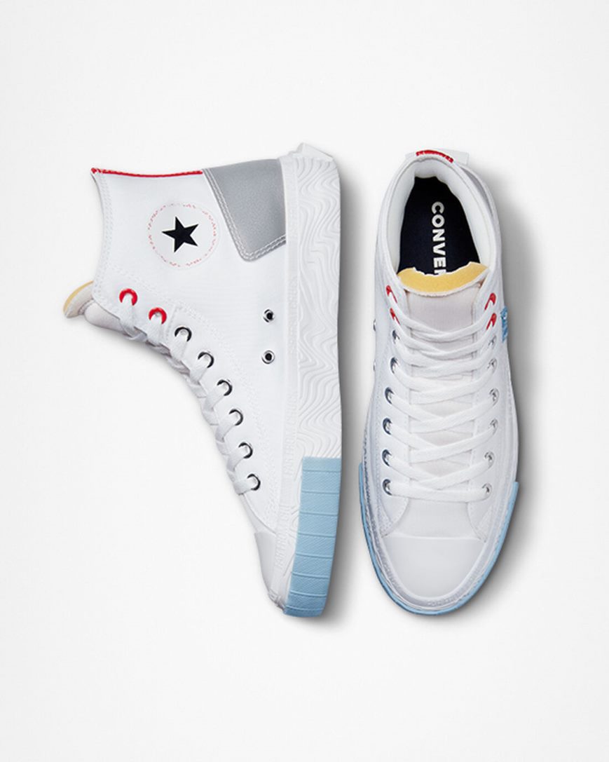 Converse Chuck Taylor Alt Star Reflective Shine Høye Sko Dame Hvite Rød Blå | 164WFUKCM