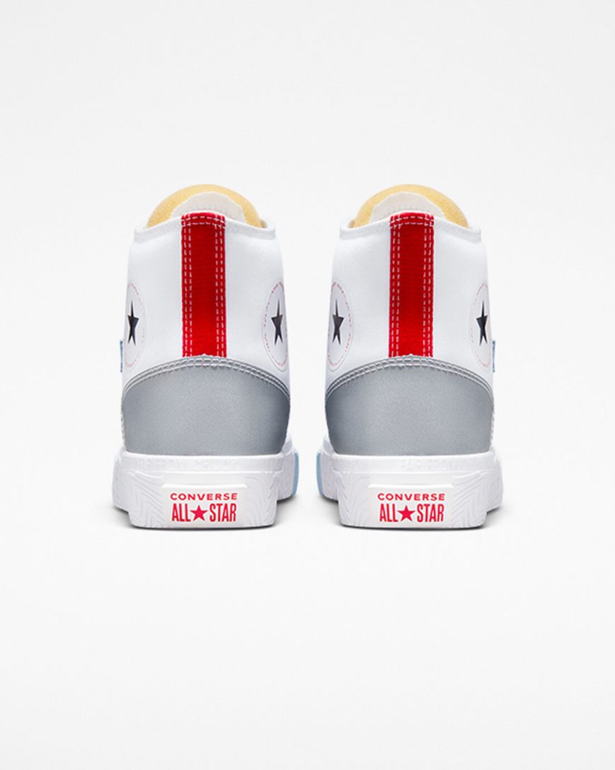 Converse Chuck Taylor Alt Star Reflective Shine Høye Sko Dame Hvite Rød Blå | 164WFUKCM