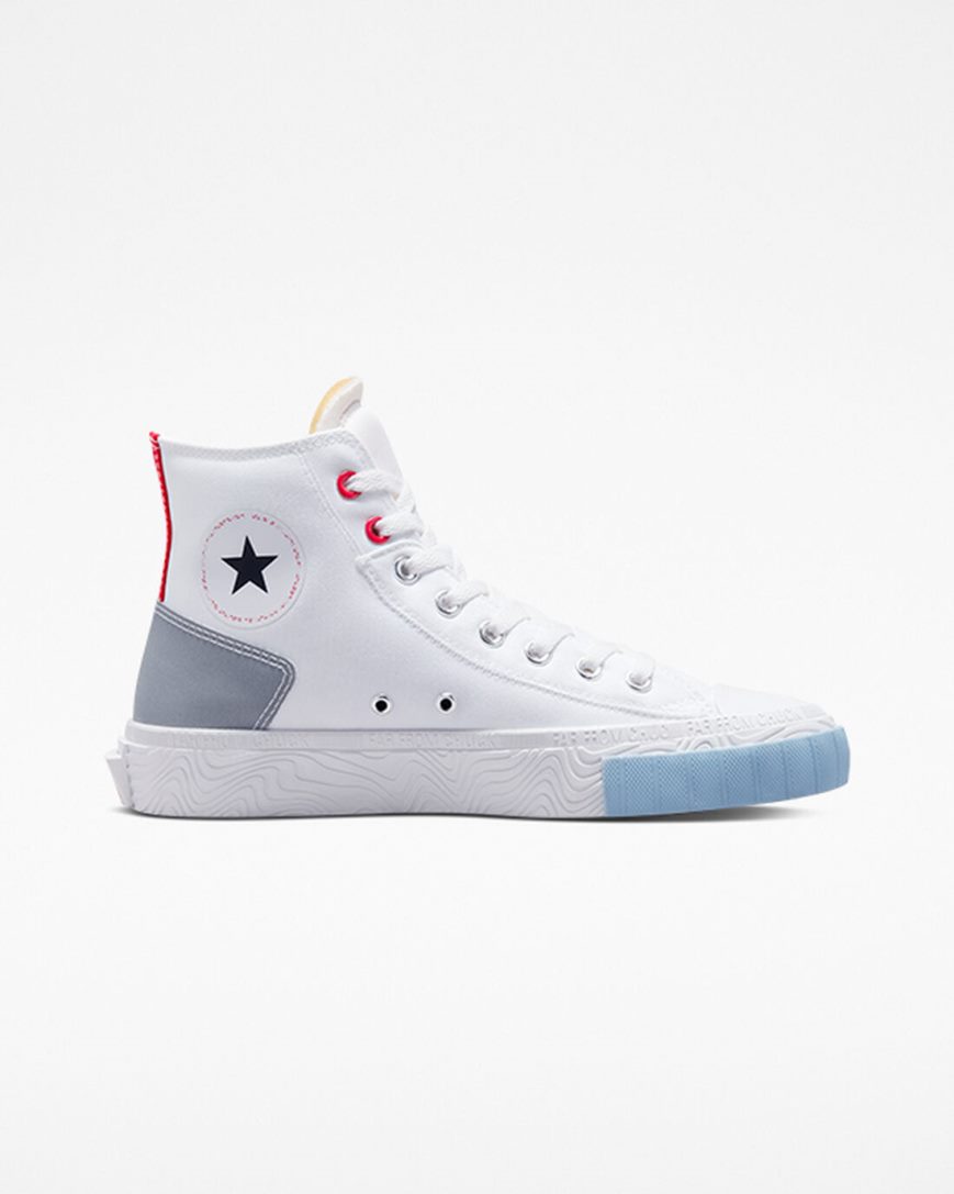 Converse Chuck Taylor Alt Star Reflective Shine Høye Sko Dame Hvite Rød Blå | 164WFUKCM