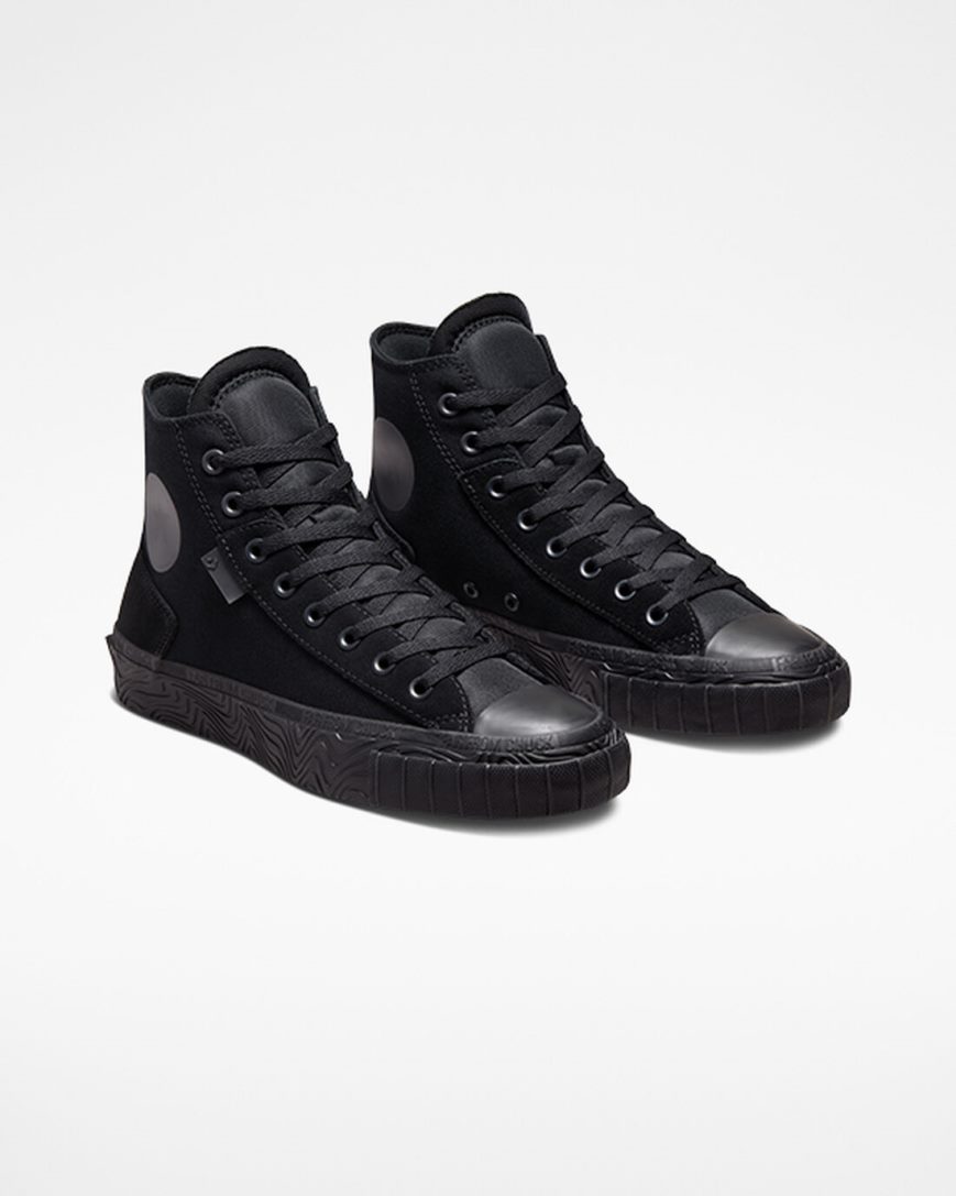 Converse Chuck Taylor Alt Star Wavy Høye Sko Herre Svarte Dyp Grå Svarte | 185OMNQUY