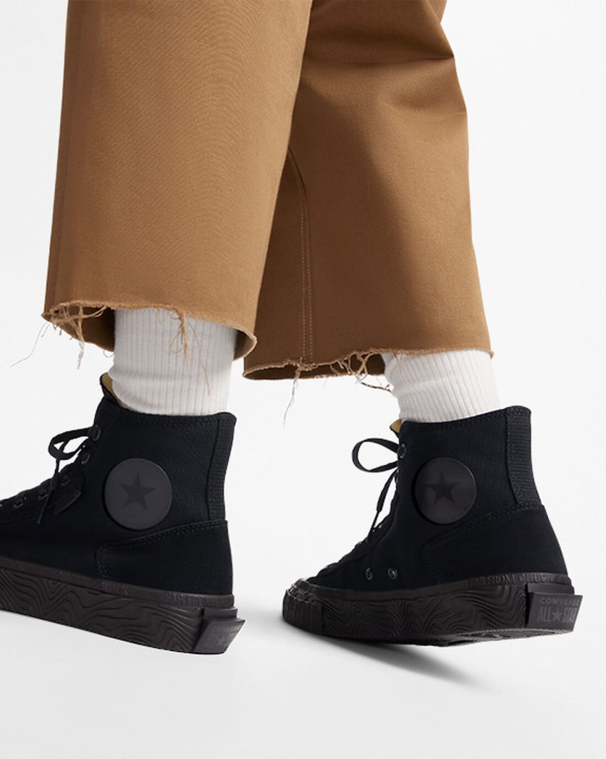 Converse Chuck Taylor Alt Star Wavy Høye Sko Herre Svarte Dyp Grå Svarte | 185OMNQUY