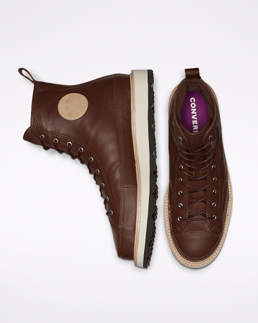 Converse Chuck Taylor Crafted Høye Støvler Dame Sjokolade Svarte | 295QCSHLN
