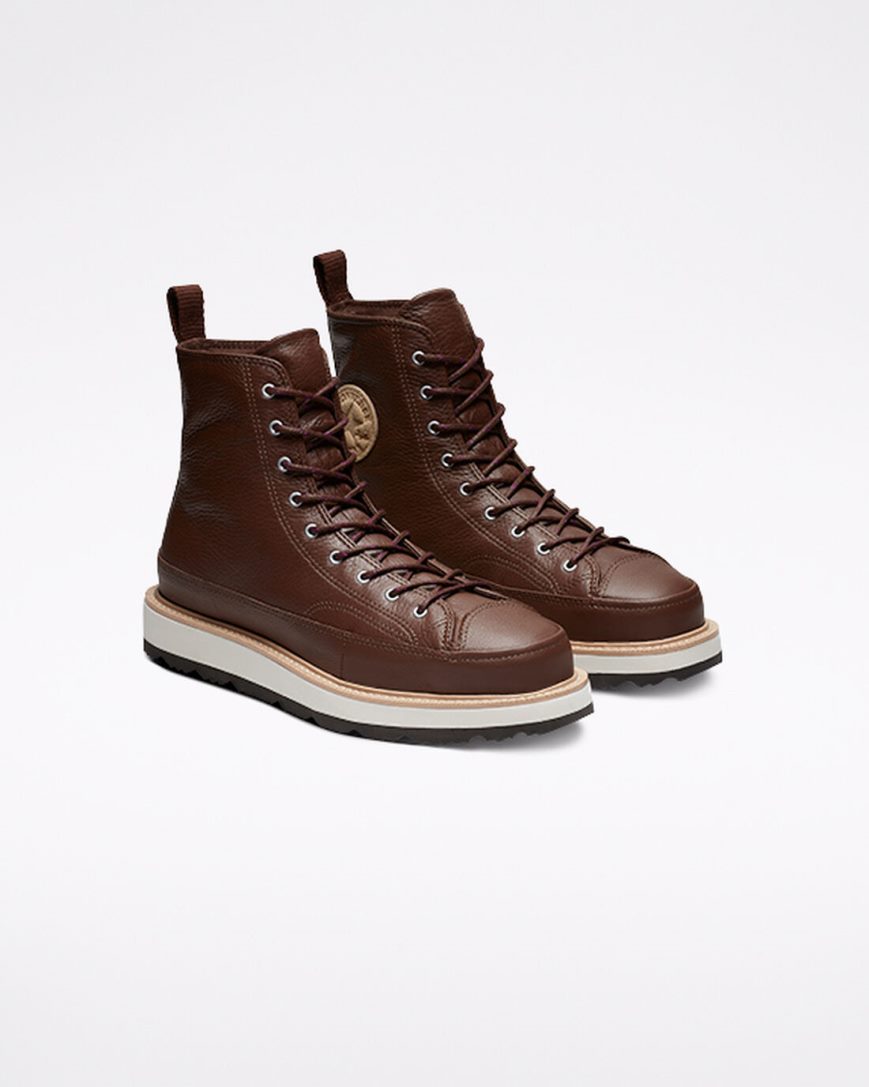 Converse Chuck Taylor Crafted Høye Støvler Dame Sjokolade Svarte | 295QCSHLN