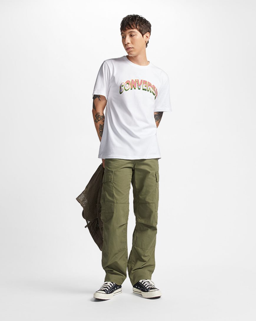 Converse Cloud Fill Logo T-Shirts Herre Hvite | 521SRPOIZ