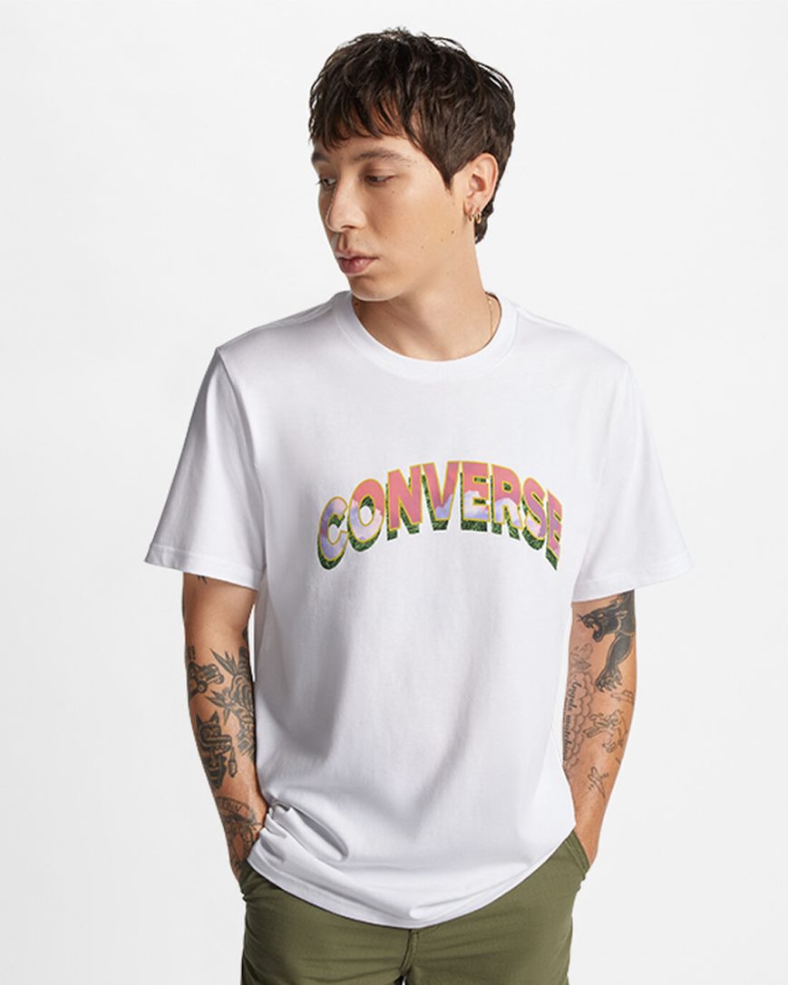 Converse Cloud Fill Logo T-Shirts Herre Hvite | 521SRPOIZ