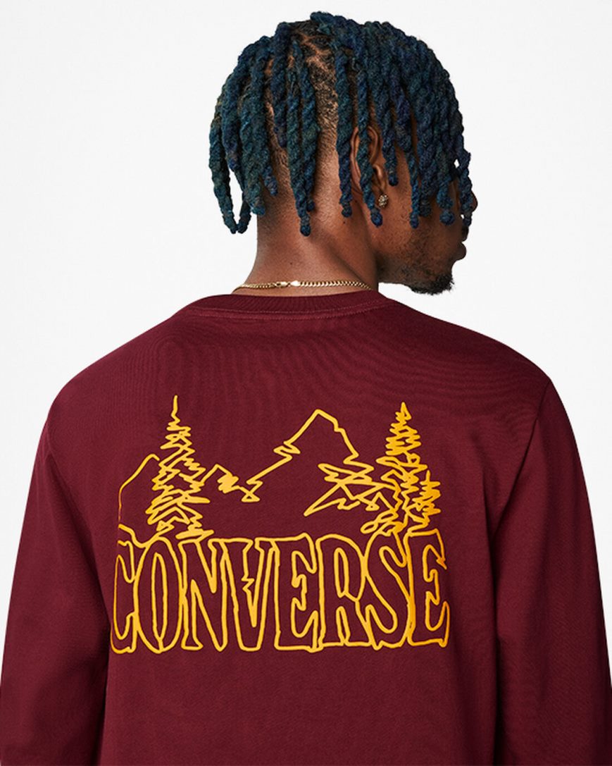 Converse Counter Climate Long Sleeve T-Shirts Herre Mørke Rød | 907SALETD