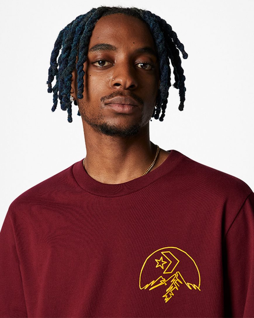 Converse Counter Climate Long Sleeve T-Shirts Herre Mørke Rød | 907SALETD