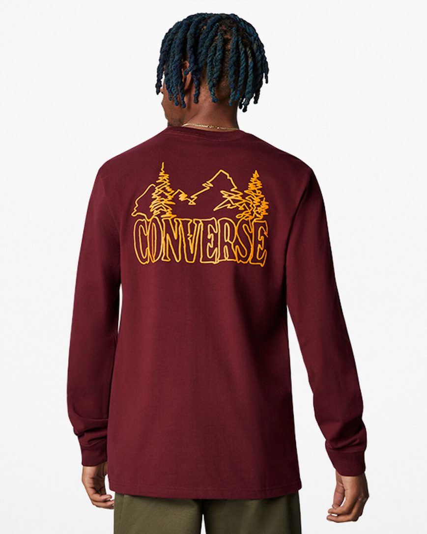 Converse Counter Climate Long Sleeve T-Shirts Herre Mørke Rød | 907SALETD