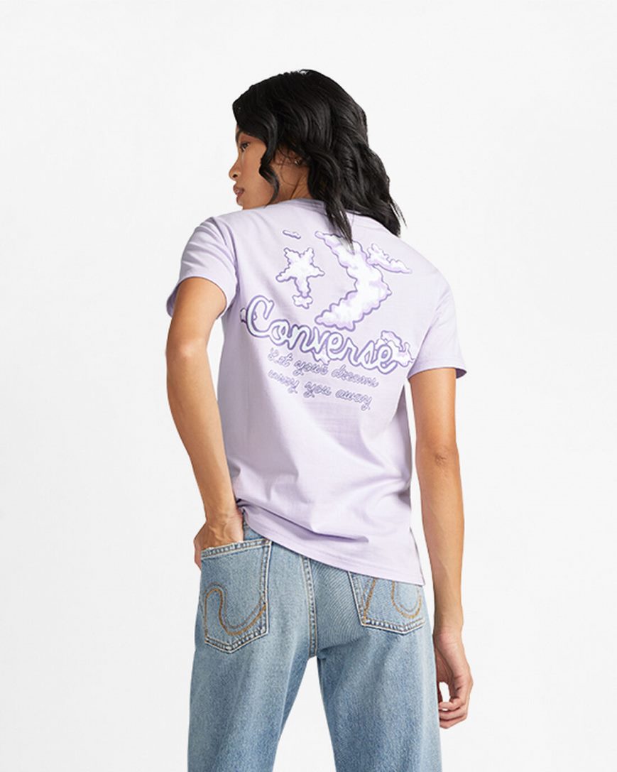 Converse Dreamer Grafiske T-Shirts Dame Lilla | 438XTHFPN