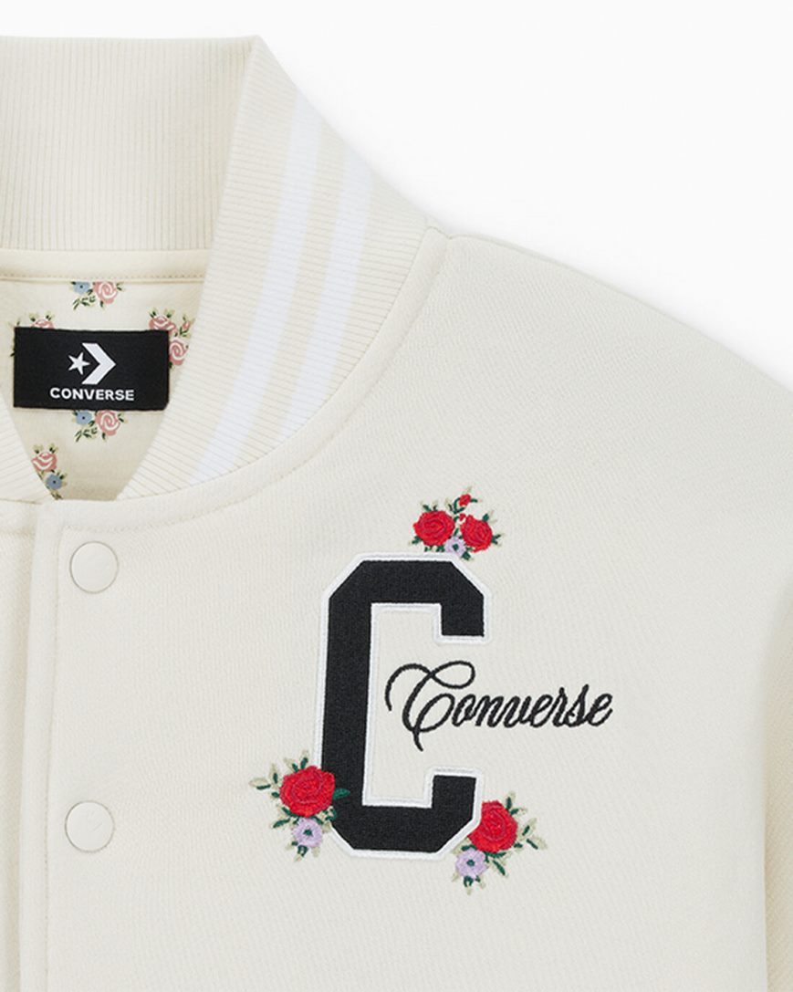 Converse Embroidered Rose Bomberjakke Dame Beige | 749RLMKPA