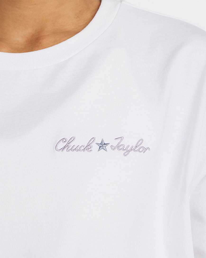 Converse Floral Fill Chuck Taylor Oversized T-Shirts Dame Hvite | 798DSCJXE