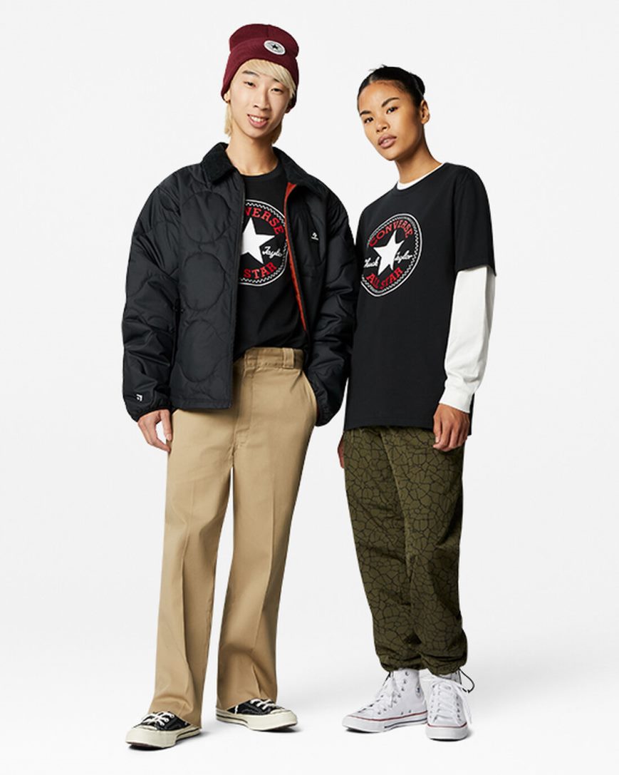 Converse Go-To All Star Patch Standard Fit T-Shirts Herre Svarte | 490AKDRBC