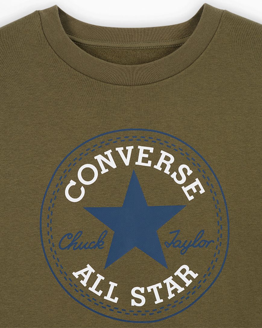 Converse Go-To All Star Patch Standard Fit Fleece Crew Gensere Herre Olivengrønne | 786AFPOEL