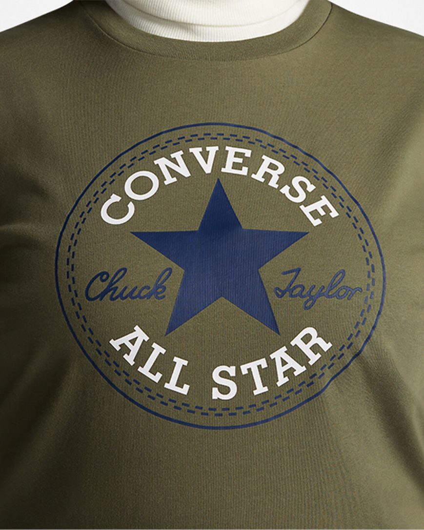 Converse Go-To All Star Patch Standard Fit T-Shirts Dame Olivengrønne | 908UBNSPF