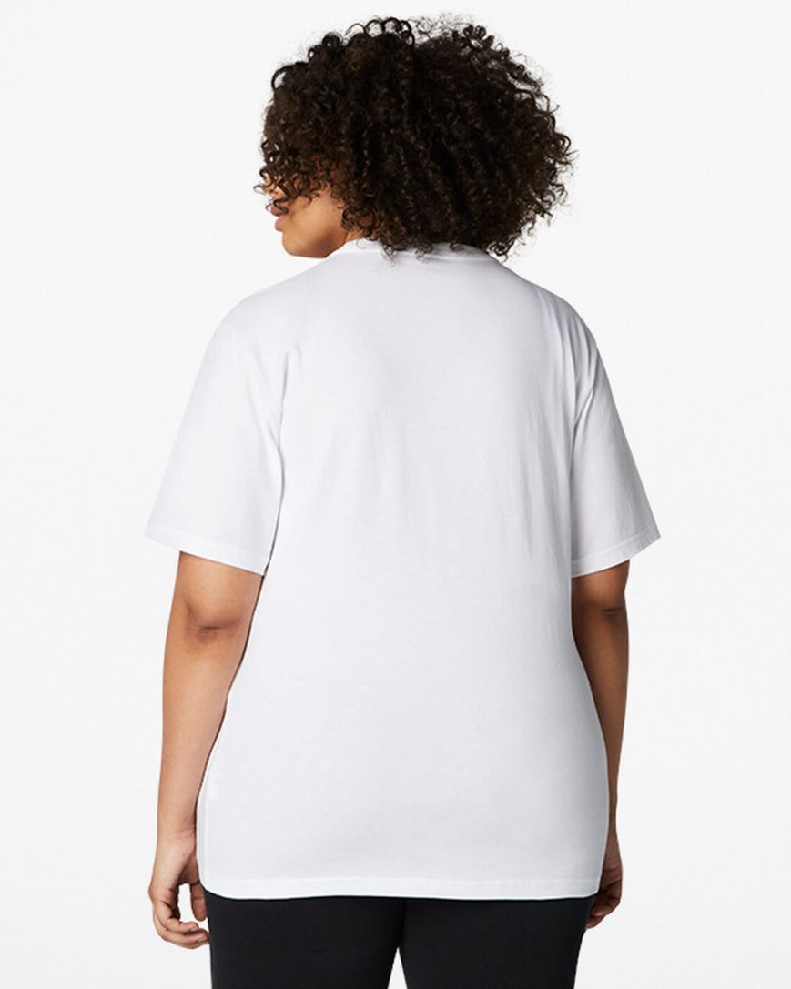 Converse Go-To Chuck Taylor Classic Patch Standard Fit T-Shirts Dame Hvite | 987GHFKMN