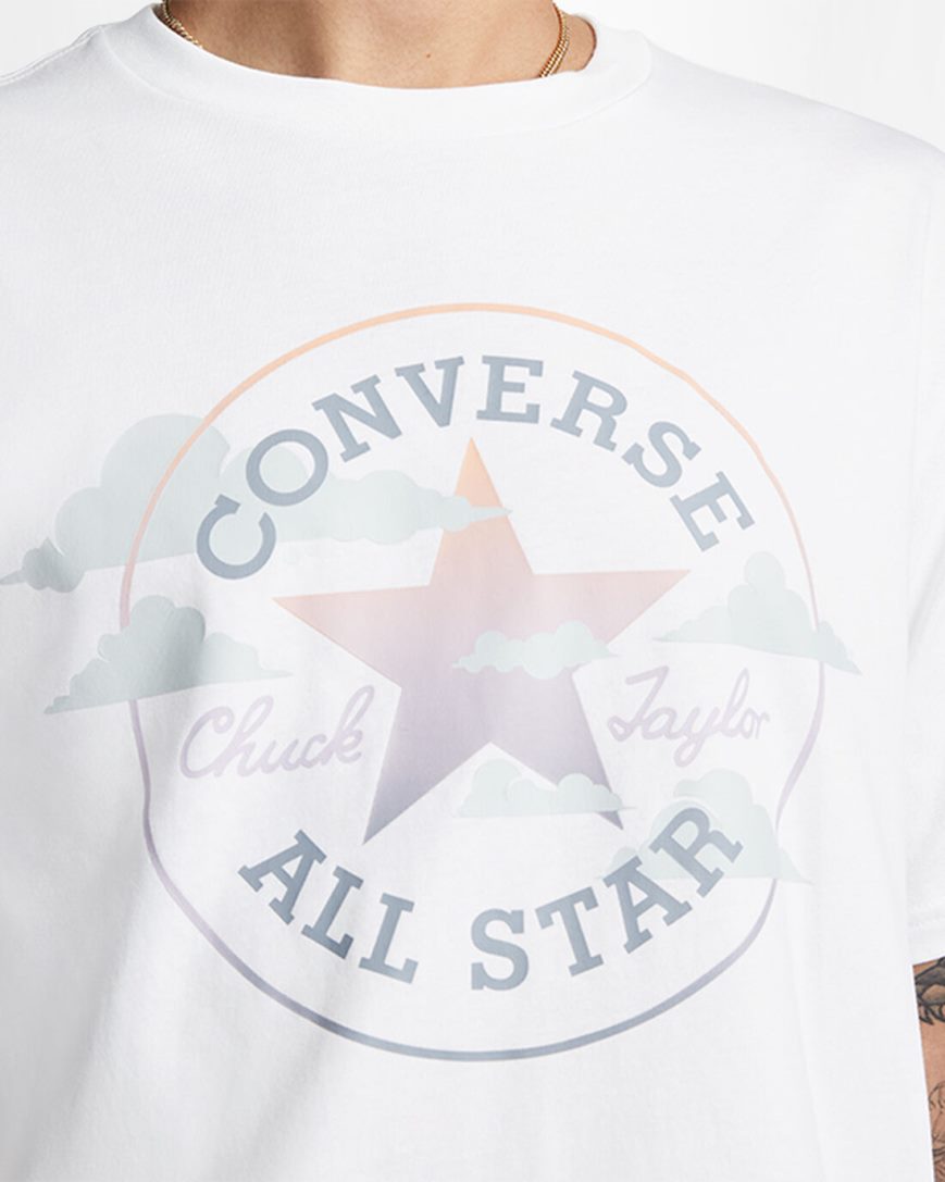 Converse Go-To Clouds Grafiske Standard Fit T-Shirts Dame Hvite | 376XKEZQM