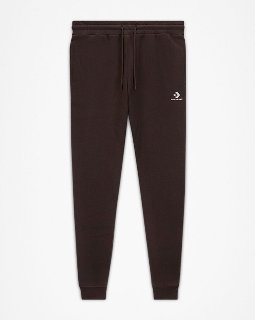 Converse Go-To Embroidered Star Chevron Standard Fit Fleece Joggebukser Dame Brune | 028ZISQAP