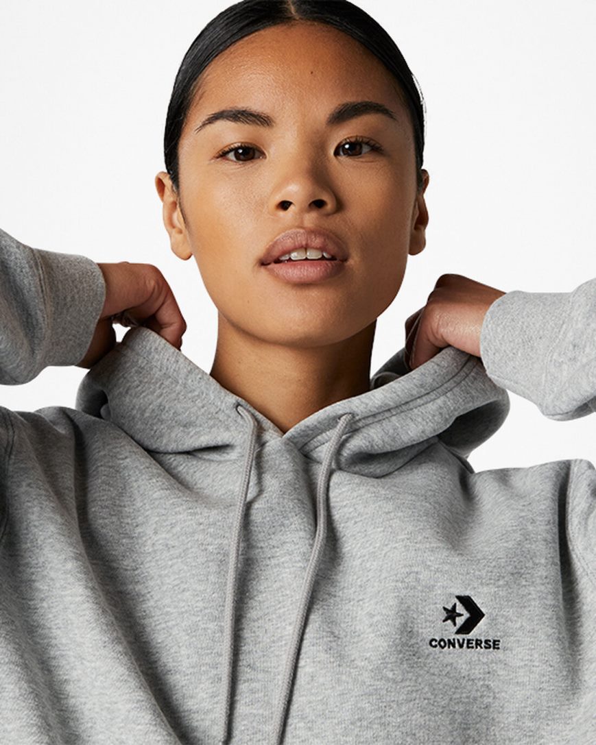 Converse Go-To Embroidered Star Chevron Standard Fit Fleece Hettegensere Herre Grå | 072NRYCOP