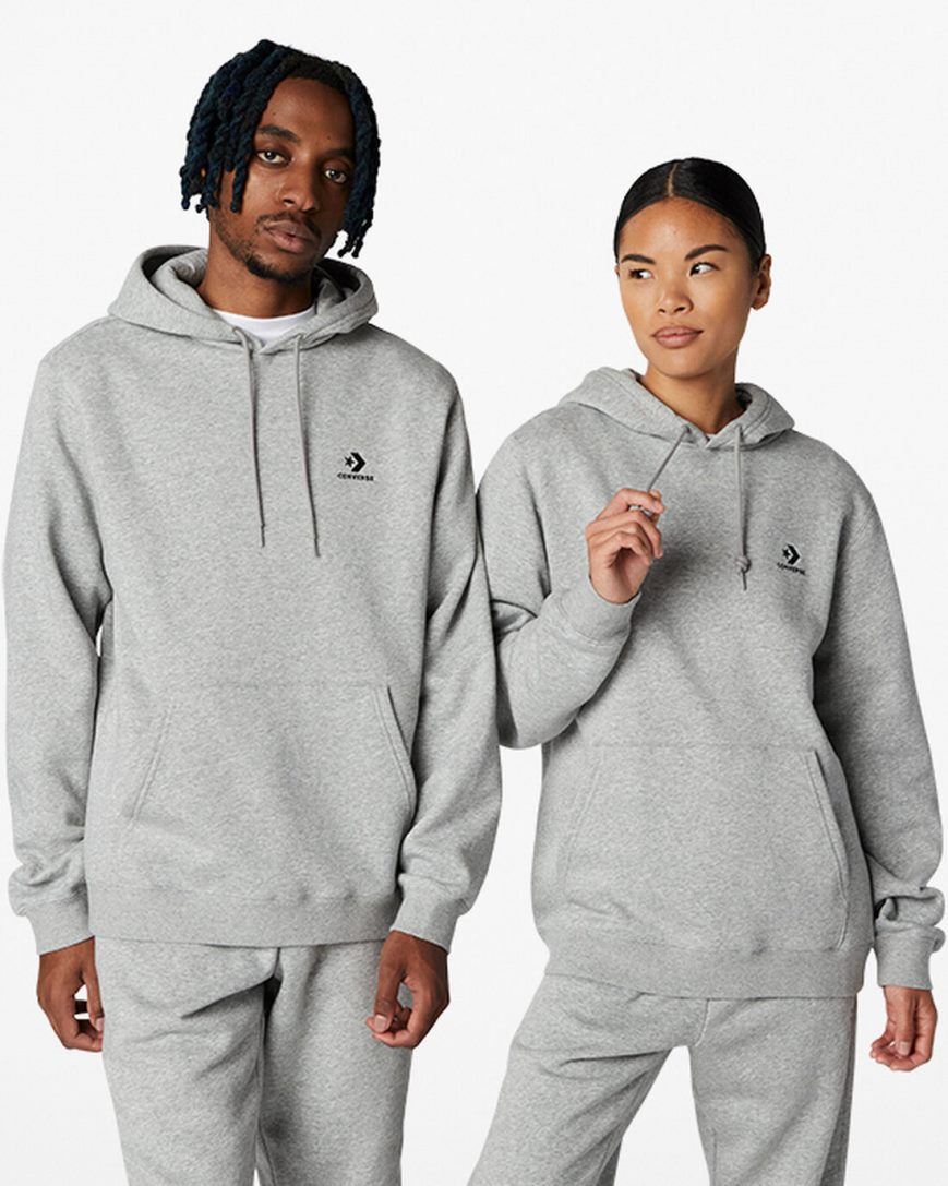 Converse Go-To Embroidered Star Chevron Standard Fit Fleece Hettegensere Herre Grå | 072NRYCOP